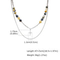 Hiphop Star Cross Chain Necklaces for Men Boys,Stainless Steel Punk Double Layers Chain Collars,Unisex Jewelry