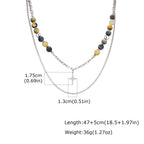 Hiphop Star Cross Chain Necklaces for Men Boys,Stainless Steel Punk Double Layers Chain Collars,Unisex Jewelry