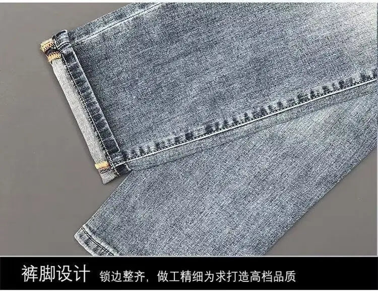 Spring Autumn 2025 Man Luxury Clothing Retro Embossed Denim Jeans for Men High-End Washed Fashion Man Designer Skinny Jeans