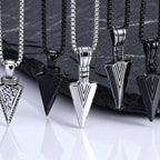 Vintage Viking Triangular Spearhead Necklace for Men,Stainless Steel Casting Triangular Arrow Pendant,Talisman Jewelry Gift
