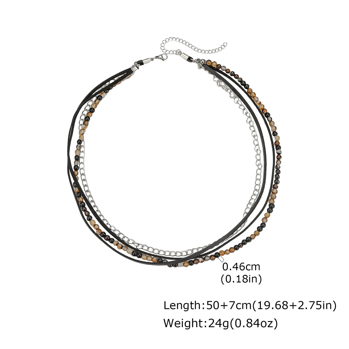 Rock Punk Layering Necklace for Men,Casual Vintage Beads Leather Collars,Birthday Party Jewelry Gift