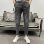Summer Luxury Korean Style Stretch Grey Men's Slim Trousers Classic Streetwear Casual Designer Cowboy Boyfriend Jeans for Men