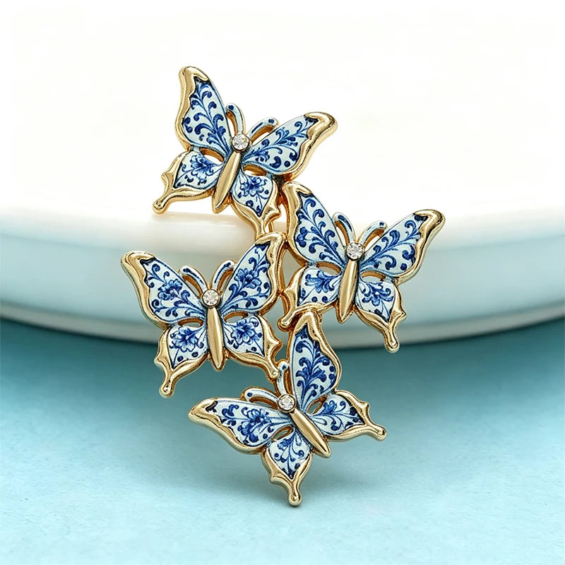 PENDRA Butterfly Garden Enamel Brooch