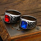 PENDRA Redstone Square Red Stone Signet Ring