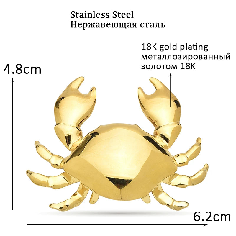 PENDRA Coastal Crab Stainless Steel Brooch