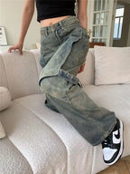 PENDRA Wide Leg Waist Washed Pants