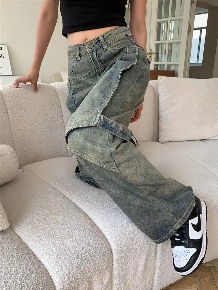 PENDRA Wide Leg Waist Washed Pants