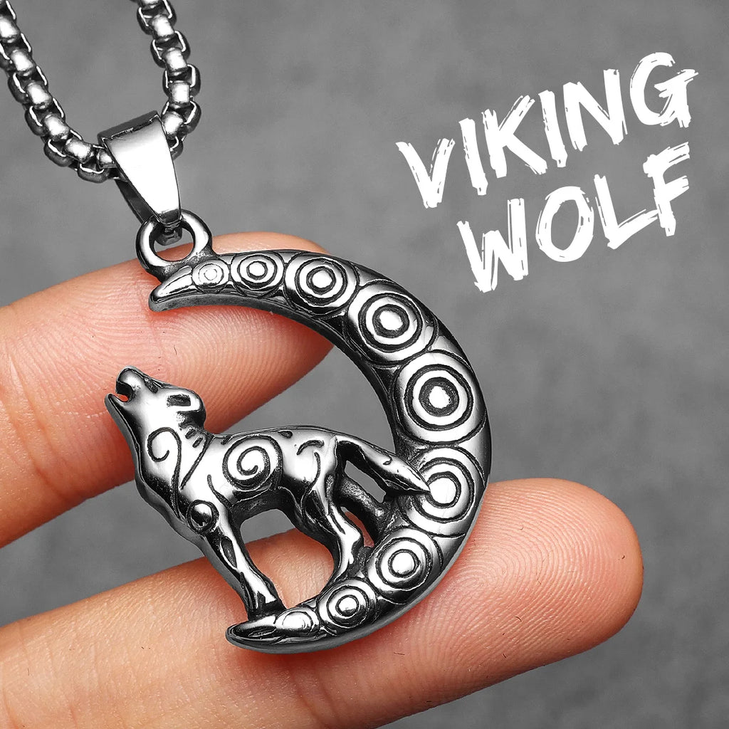 PENDRA Patron Saint Wolf Steel Necklace