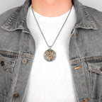 PENDRA Apollo Talisman Sun Steel Necklace