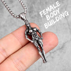 Femal Bodybuilding Fitness Long Men Necklaces Pendant Chain for Boyfriend Male Stainless Steel Jewelry Creativity Gift Wholesale