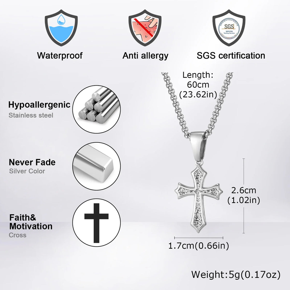 PENDRA Cross 60Cm Pendant Necklace