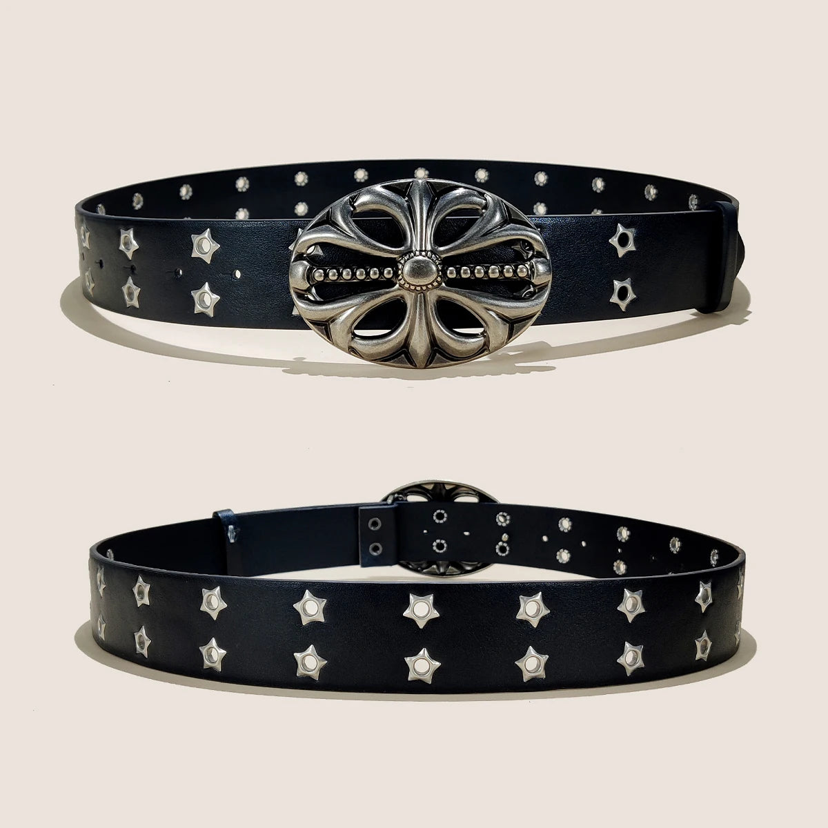 New Fashion Star Eye Rivet Belt Male Gothic Waistband For Women Six Star Belt Punk Rock Sexpot Y2K Pu Leather Belt Jeans Belt