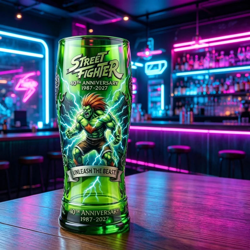 SF Blanka Themed Anniversary Beer Mug Glass Collectible Decor