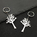 Stainless Steel Music Band Hip Hop Tree of Life Hoop Earrings for Women Silver Color Gothic Punk Earring Jewelry Gift E3404S06
