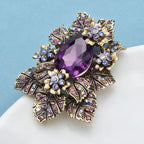 PENDRA Amethyst Purple Crystal Palace Flower Brooch