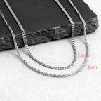 2pcs Men's Chain Necklace,Stainless Steel Black Gold Silver Color Twisted Rope Chain Collars,Trendy Punk Basic Chains Gift