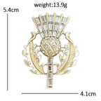 PENDRA Aurelia Golden Leaf Crystal Floral Brooch