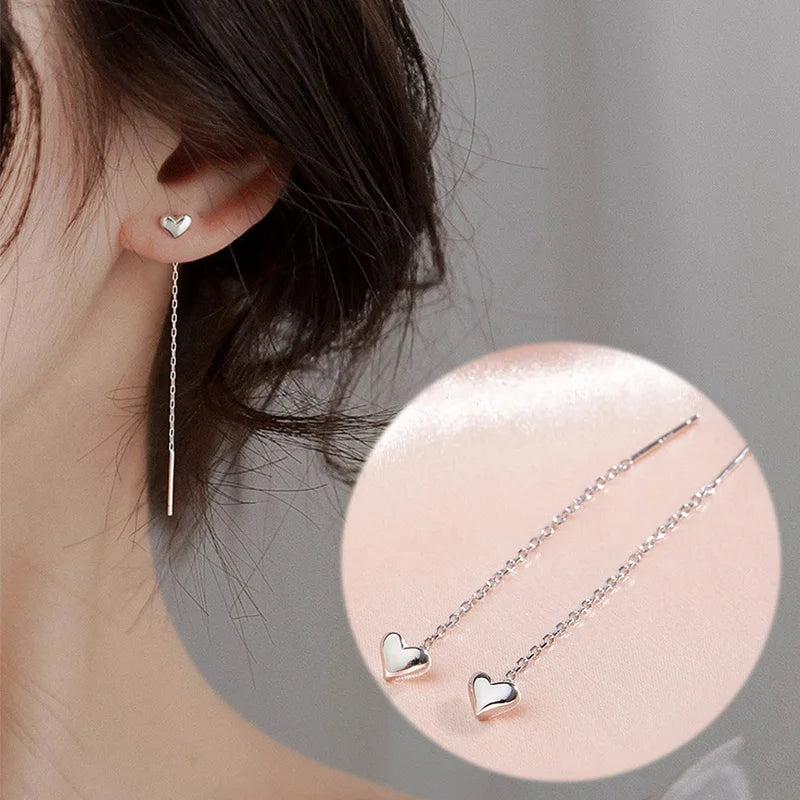VENTFILLE Silver Drop Earrings for Women Long Tassel Box Chain Earrings Sweet Jewelry Dropshipping