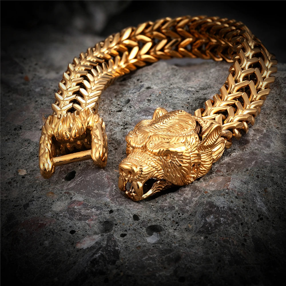 PENDRA Wolf Gold Chain Bracelet