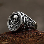 PENDRA Piratefang Double Knife Skull Ring