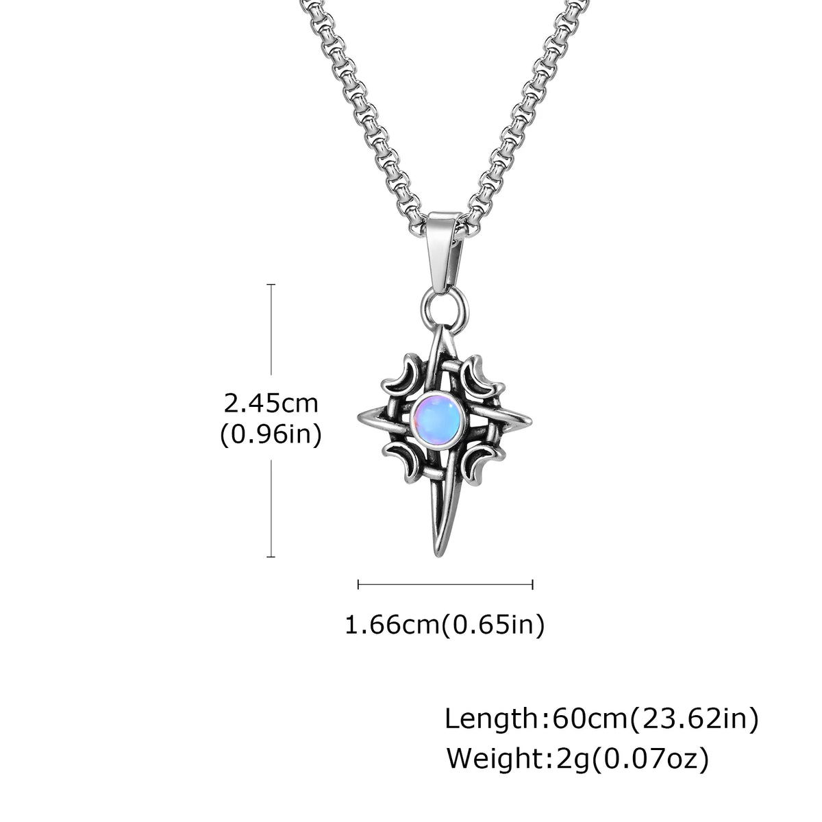 Moonstone Pendant Necklaces for Men Boys,Viking Celtic Knot Stailess Steel Necklace,Stylish Amulet Jewelry Gift for Him