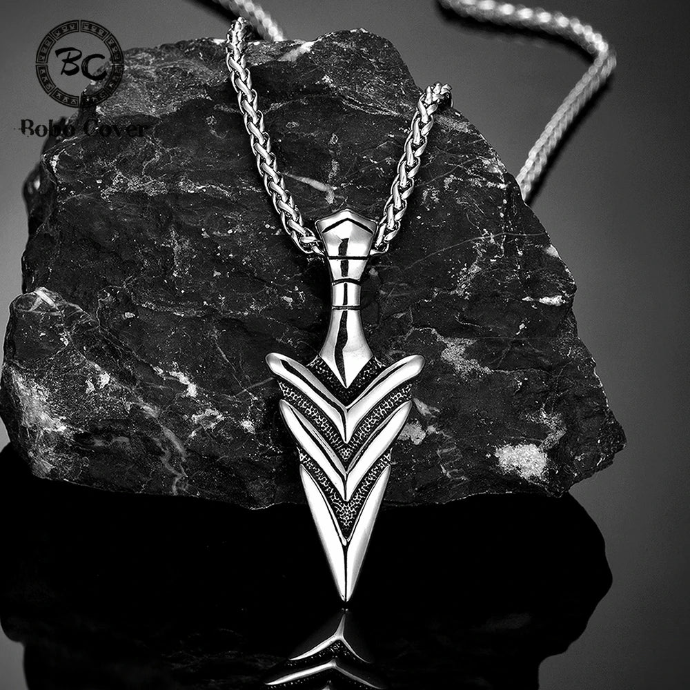 PENDRA Viking Spear Norse Steel Necklace
