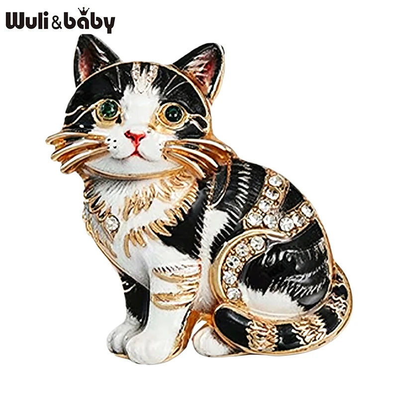 PENDRA Adorable Kitty Rhinestone Brooch