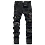 PENDRA Embroidery Elastic Ripped Pants