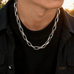 50/55/60cm Bold Rectangle Chain Necklaces for Men Boys,Chunky 9.2mm Square Stainless Steel Collar,Cool Rock Punk Jewelry Gifts