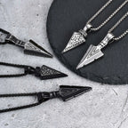 Vintage Viking Triangular Spearhead Necklace for Men,Stainless Steel Casting Triangular Arrow Pendant,Talisman Jewelry Gift