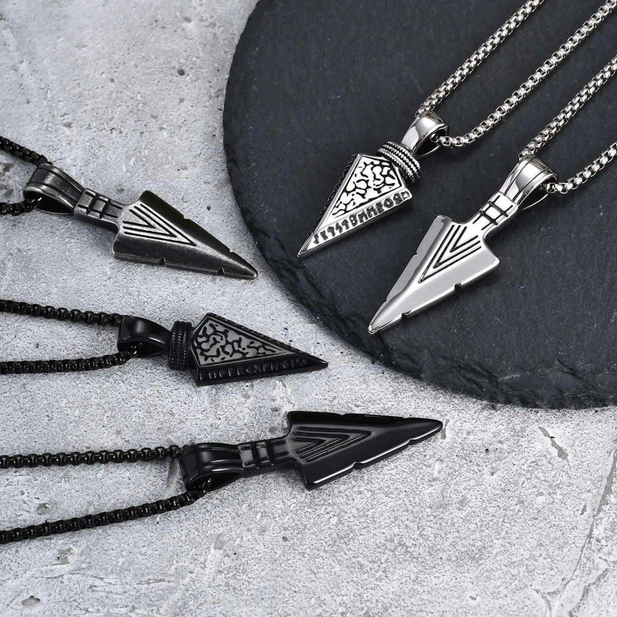 Vintage Viking Triangular Spearhead Necklace for Men,Stainless Steel Casting Triangular Arrow Pendant,Talisman Jewelry Gift