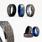 Fish Scale Pattern Luxury Laser Engrave Tungsten Steel Men Rings Punk Rock Women Wedding Jewelry Accessories Gift Wholesale