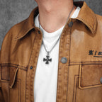 PENDRA Flame Skull Cross Steel Necklace