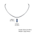 Sea Blue Geometric Pendant Necklace for Men Boys,Stainless Steel Blade Flat Cuban Chain Collars,Hip Hop Cool Jewelry Gift
