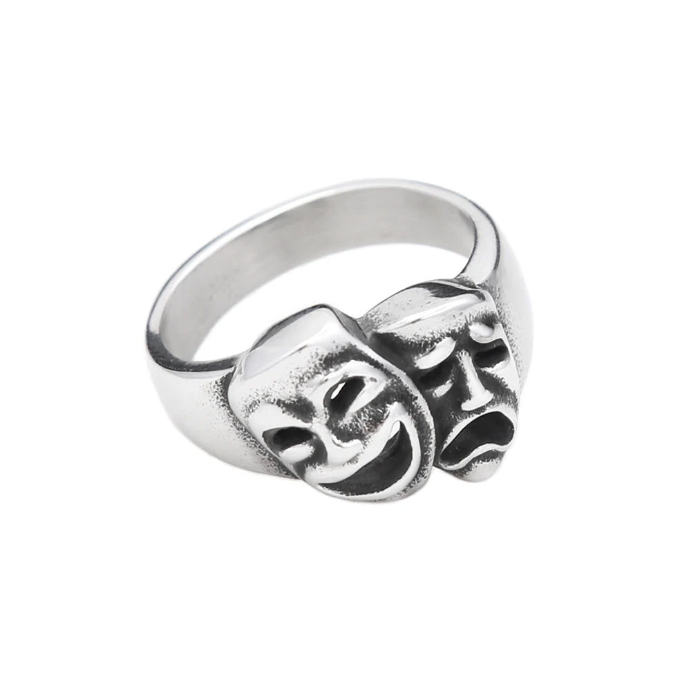 PENDRA CrySmile Stainless Steel Cry and Smile Ring