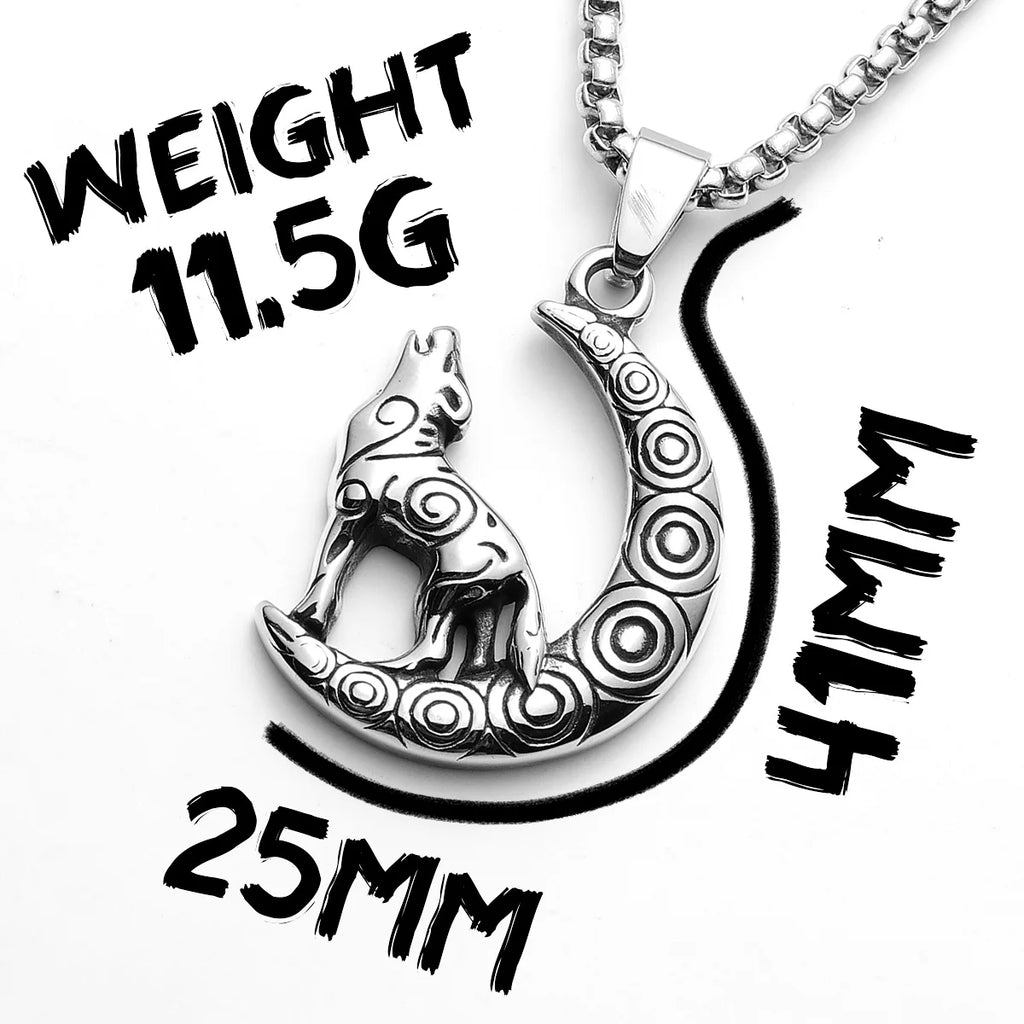PENDRA Patron Saint Wolf Steel Necklace