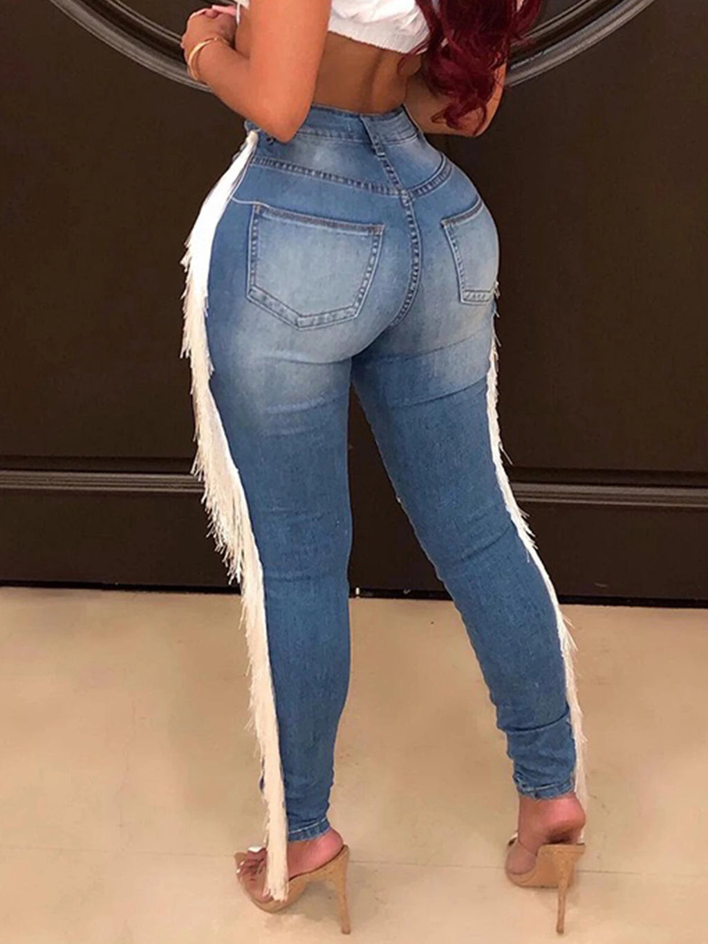 PENDRA Waist Elastic Hole Jeans