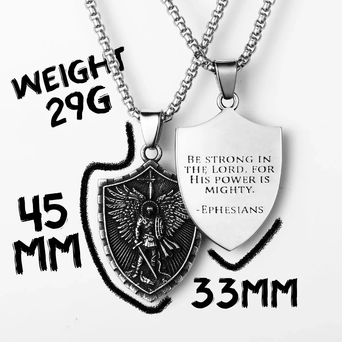 PENDRA Angel St Michael Steel Necklace