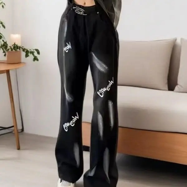 PENDRA Straight Mud Graffiti Pants