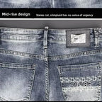 Spring Autumn 2025 Man Luxury Clothing Retro Embossed Denim Jeans for Men High-End Washed Fashion Man Designer Skinny Jeans