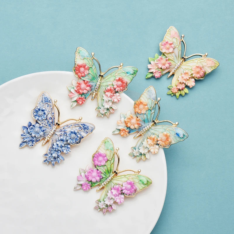 PENDRA Garden Butterfly Flower Brooch