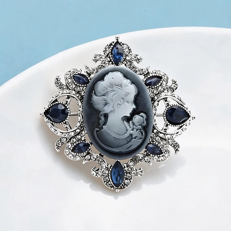PENDRA Crystal Lady Figure Badge Brooch