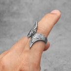 PENDRA Angel Wings Biker Steel Ring