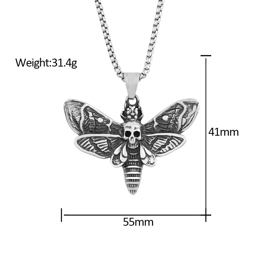 PENDRA Mothskull Stainless Steel Skull Moth Pendant