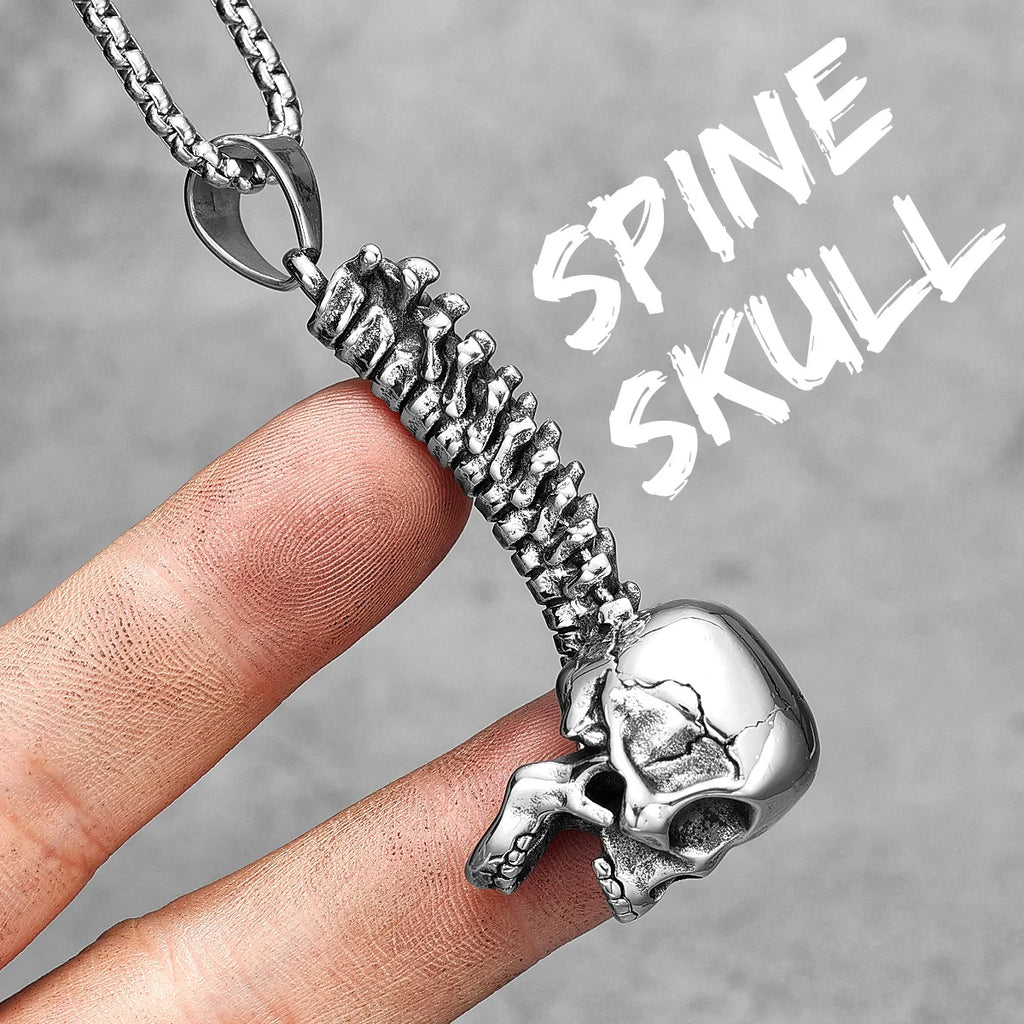 PENDRA Skull Spine Domineering Steel Necklace