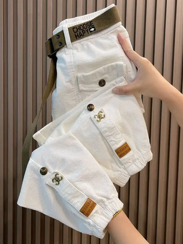 Solid Color Thick Warm Corduroy Pants Women 2023 Autumn Winter Korean Loose Casual Pants Harem Trousers