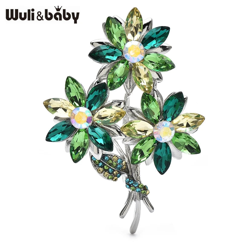 PENDRA Crystwreath Crystal Flower Wreath Brooch