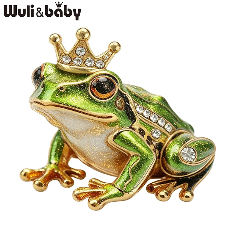 PENDRA Crown Frog Rhinestone Brooch