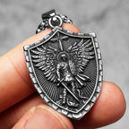 PENDRA Angel St Michael Steel Necklace