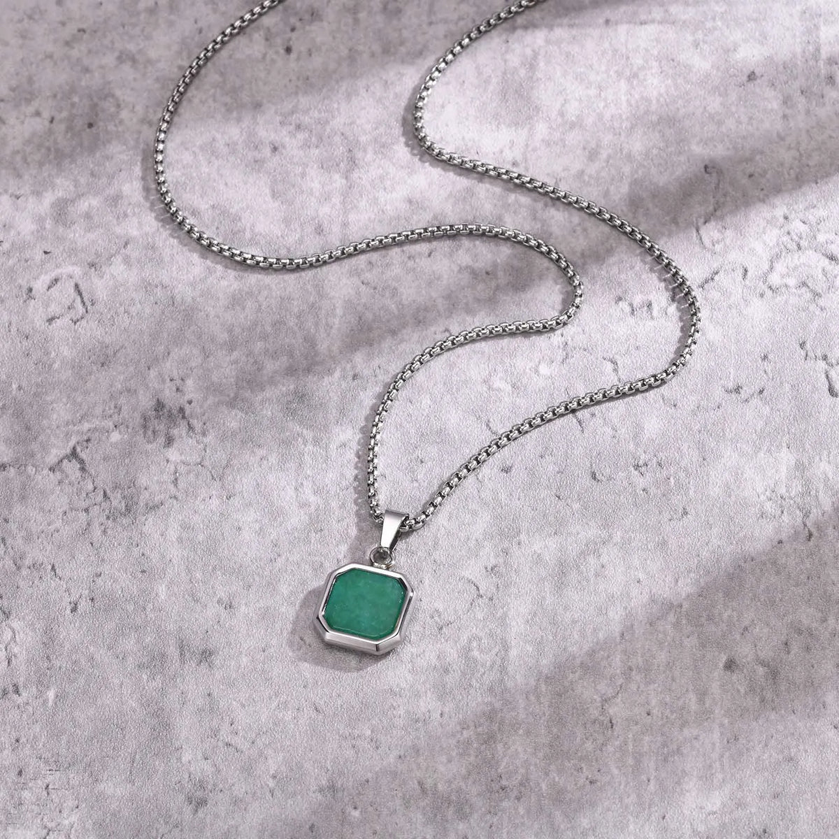 PENDRA Square Stone Natural Pendant Necklace